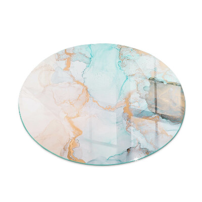 Round tempered glass hearth Fluid abstract motif
