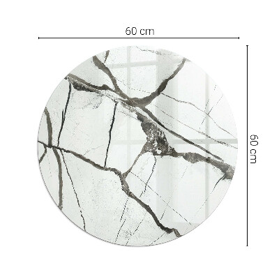 Round glass hearth for log burner Marble veins in an elegant style