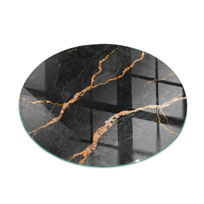 Round tempered glass hearth Marble style with delicate veining