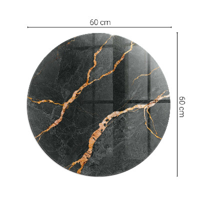 Round tempered glass hearth Marble style with delicate veining