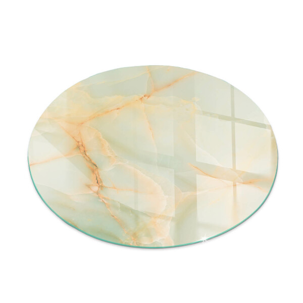 Round glass hearth Abstract marble motif