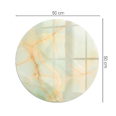 Round glass hearth Abstract marble motif