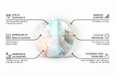 Round glass hearth Abstract marble motif