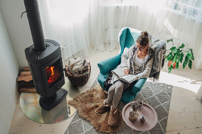 Round glass hearth Abstract marble motif