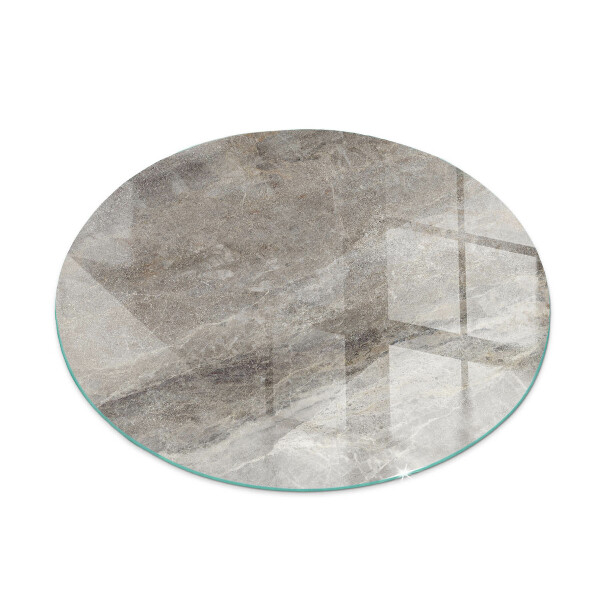 Round tempered glass hearth Stone-inspired pattern