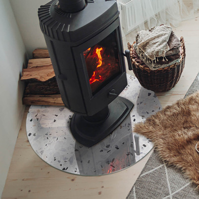 Round tempered glass hearth Stone pattern with small accents