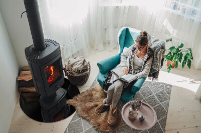 Round tempered glass hearth Color Black