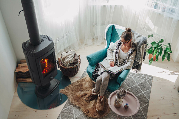 Round glass hearth for log burner Sea Color