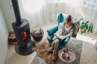 Round glass hearth Color: Gray-brown