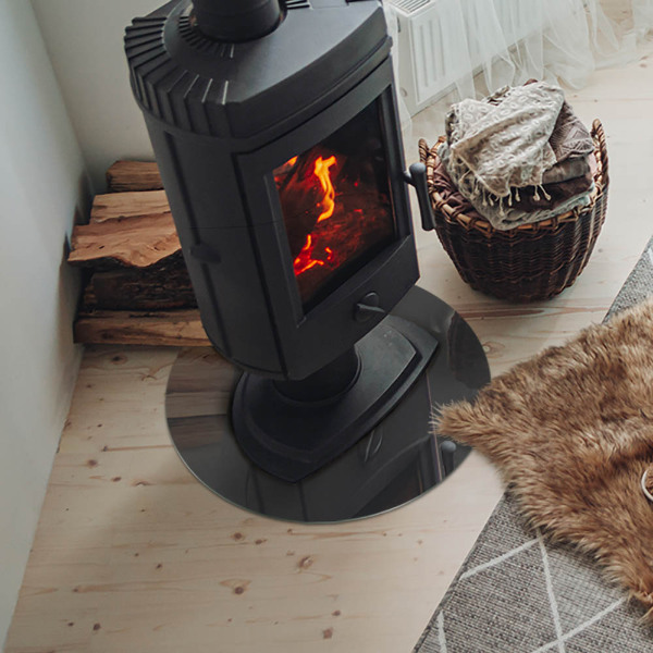 Round glass hearth Color: Gray-brown