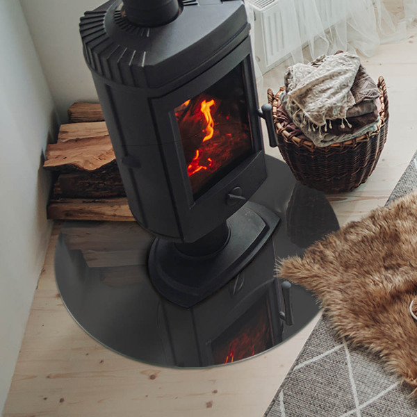 Round glass hearth Color: Gray-brown