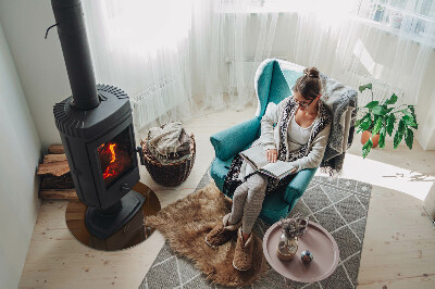 Round tempered glass hearth Color Brown