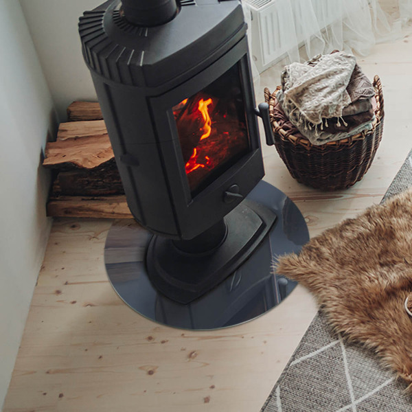 Round glass hearth for log burner Color: Dark Blue