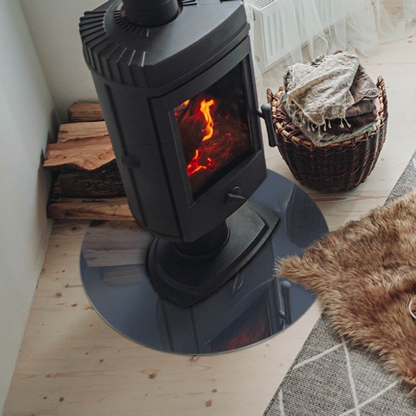 Round glass hearth for log burner Color: Dark Blue