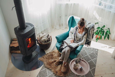 Round glass hearth for log burner Color: Dark Blue