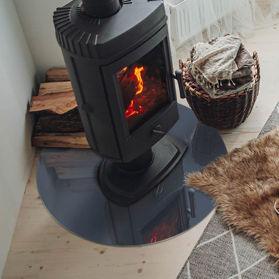 Round glass hearth for log burner Color: Dark Blue