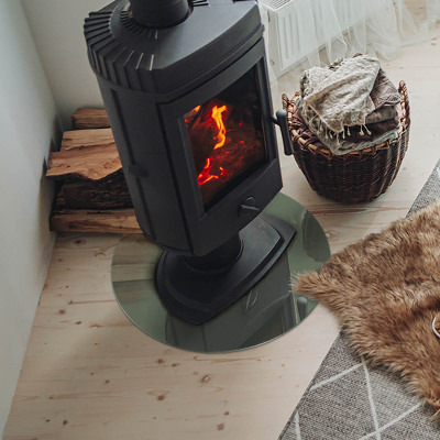 Round glass hearth Olive color