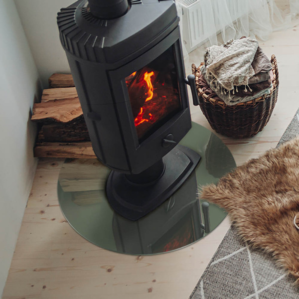 Round glass hearth Olive color