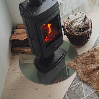 Round glass hearth Olive color