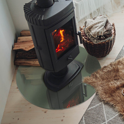 Round glass hearth Olive color