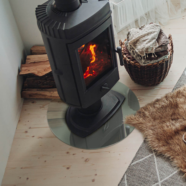 Round glass hearth Gray-green color