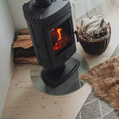 Round glass hearth Gray-green color