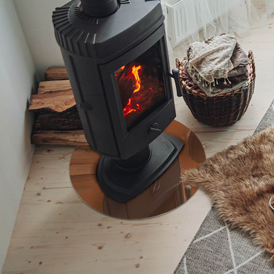 Round tempered glass hearth Color Brown