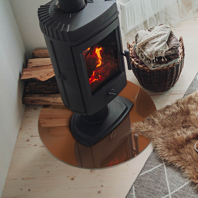 Round tempered glass hearth Color Brown