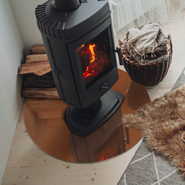 Round tempered glass hearth Color Brown