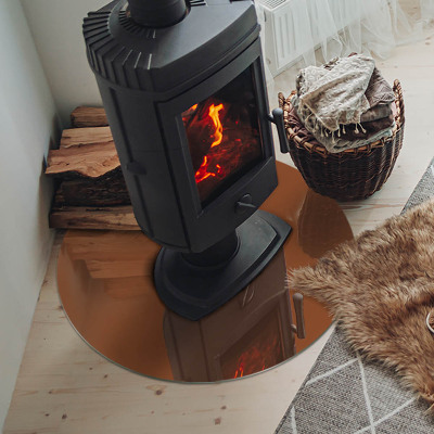 Round tempered glass hearth Color Brown