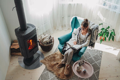 Round glass hearth for log burner Color Gray