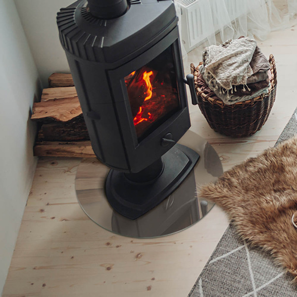 Round glass hearth Color Brown