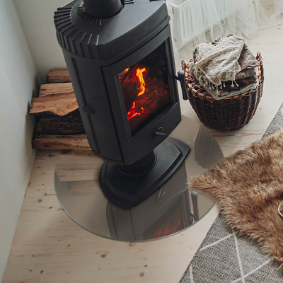 Round glass hearth Color Brown