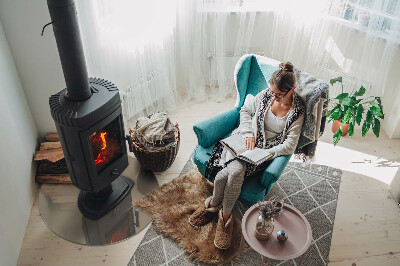 Round glass hearth Color Brown