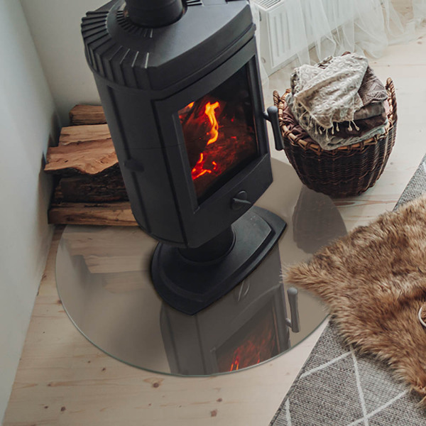 Round glass hearth Color Brown