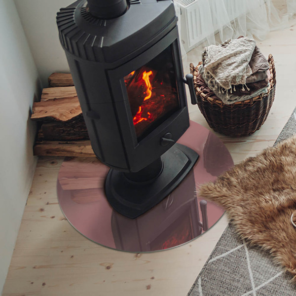 Round tempered glass hearth Color Pink