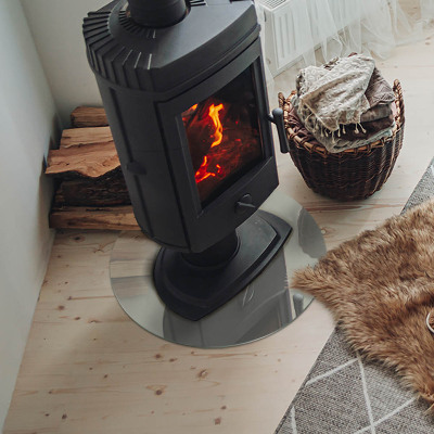 Round glass hearth for log burner Color Gray-green