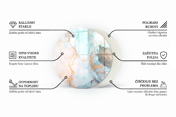 Round glass hearth for log burner Color Gray-green
