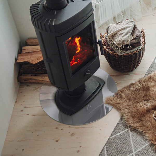 Round tempered glass hearth Color Gray