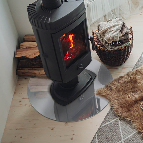 Round tempered glass hearth Color Gray