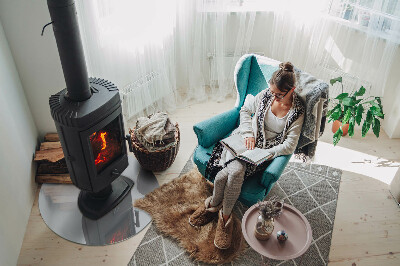 Round tempered glass hearth Color Gray