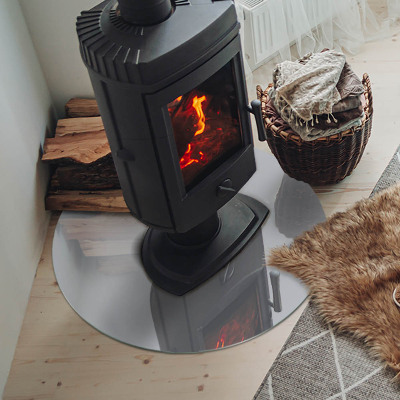 Round tempered glass hearth Color Gray