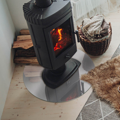 Round glass hearth for log burner Color Gray