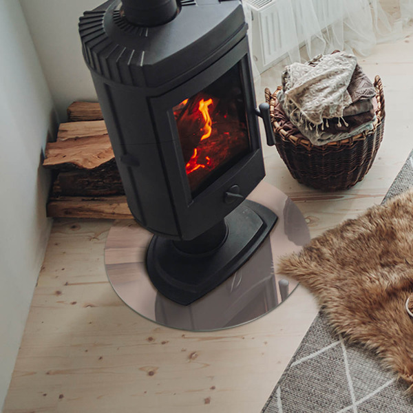 Round glass hearth Color Light Brown