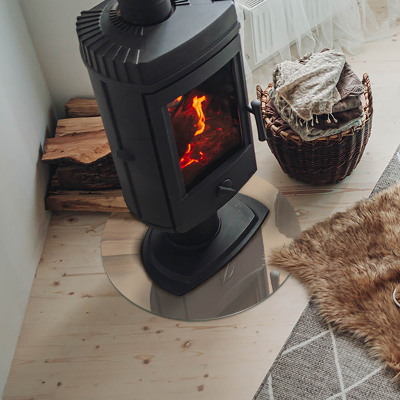 Round glass hearth for log burner Color Beige