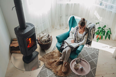 Round glass hearth for log burner Color Beige