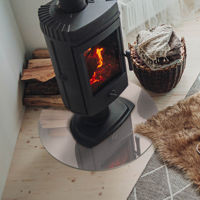 Round tempered glass hearth Color Pale Pink