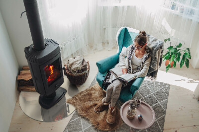 Round glass hearth Color Beige