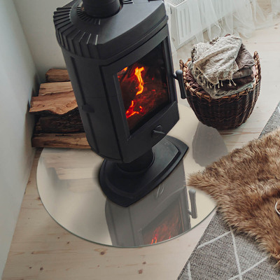 Round glass hearth Color Beige