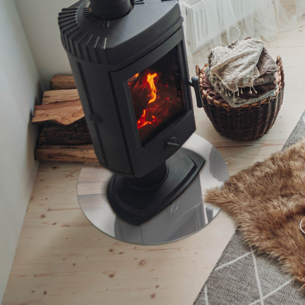 Round tempered glass hearth Color Gray